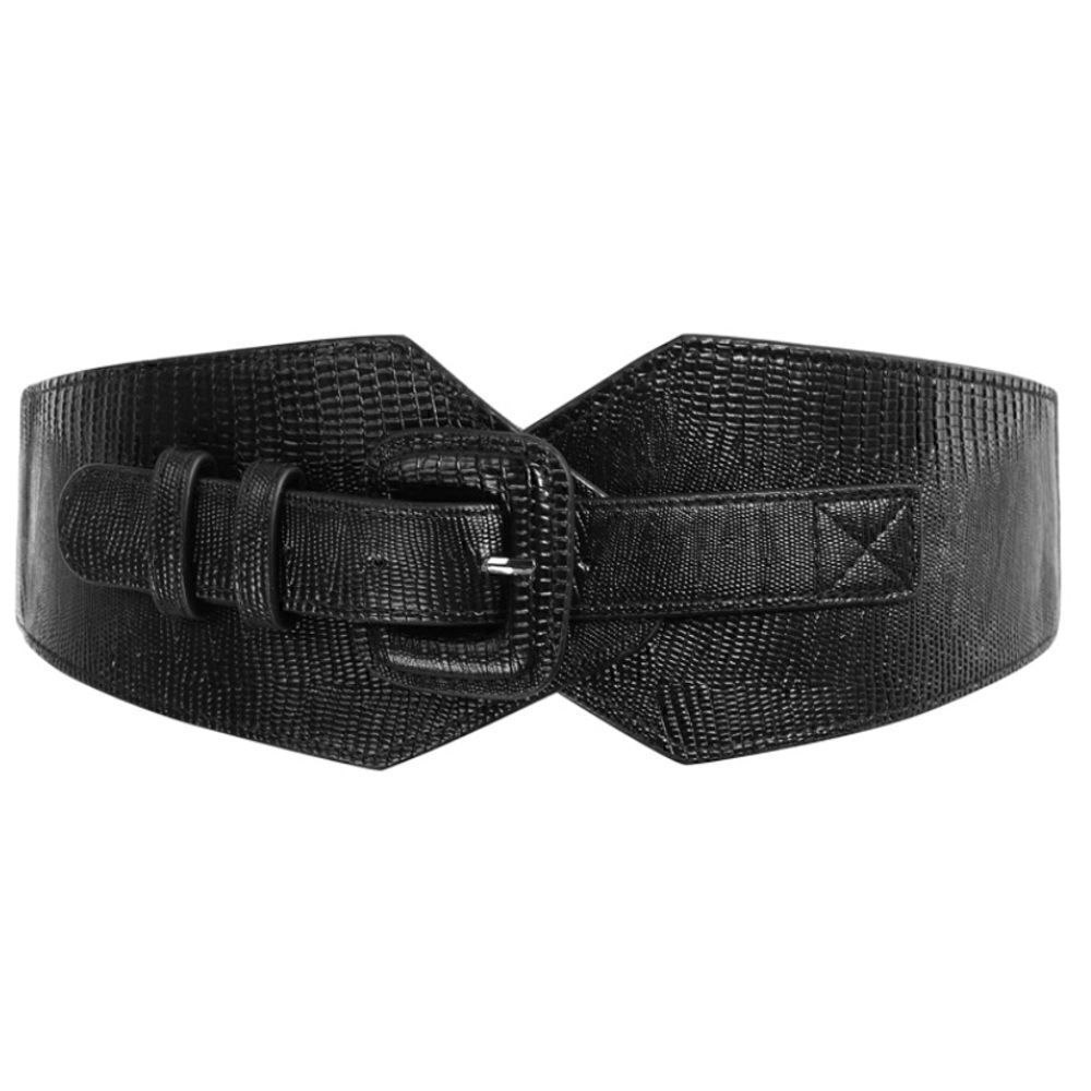 Black Textured Waistband Belt 